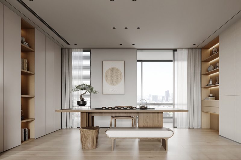 質樸自然的日式現代書房裝修效果圖